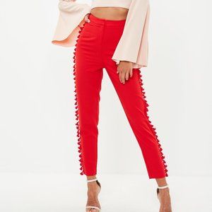 Brand New Red Cropped Tassel Trim Pants